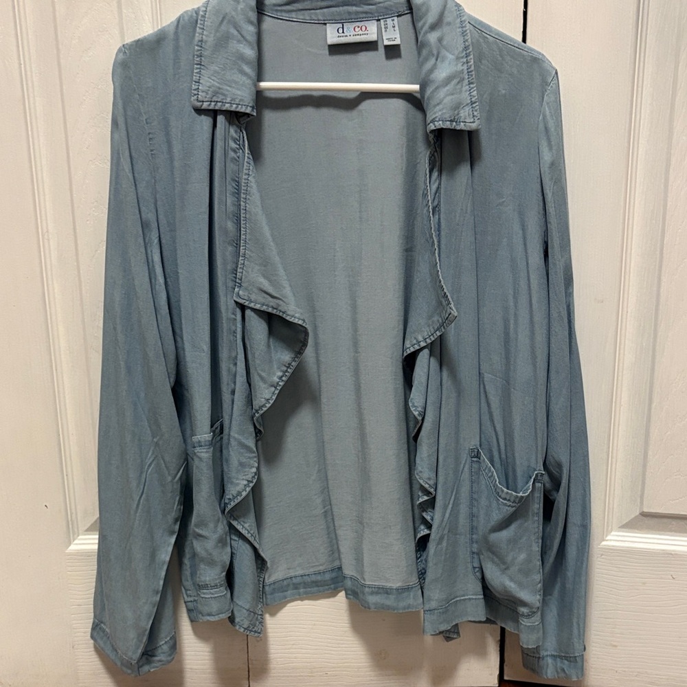 Women's Draped Light Blue Jean Jacket